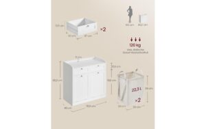 2109716_1 - Mediatech Vasagle Kommode Landhausstil, Weiss 78.9x40x80.2 cm, MDF, Spanplatte