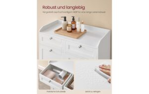 2109716_4 - Mediatech Vasagle Kommode Landhausstil, Weiss 78.9x40x80.2 cm, MDF, Spanplatte