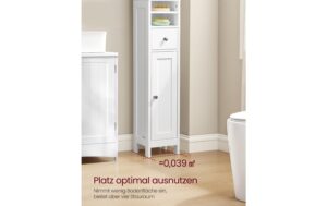Vasagle Kommode Landhausstil, Weiss 21.4x19.5x180 cm, MDF