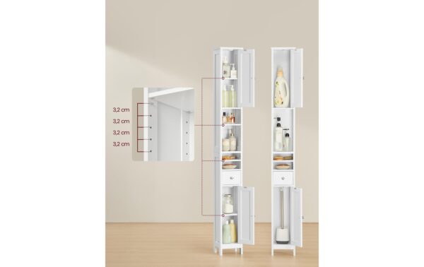 Vasagle Kommode Landhausstil, Weiss 21.4x19.5x180 cm, MDF