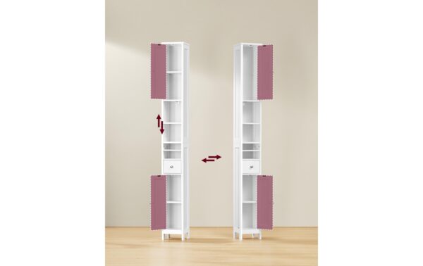 Vasagle Kommode Landhausstil, Weiss 21.4x19.5x180 cm, MDF