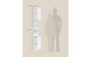 Vasagle Kommode Landhausstil, Weiss 21.4x19.5x180 cm, MDF