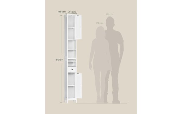 Vasagle Kommode Landhausstil, Weiss 21.4x19.5x180 cm, MDF