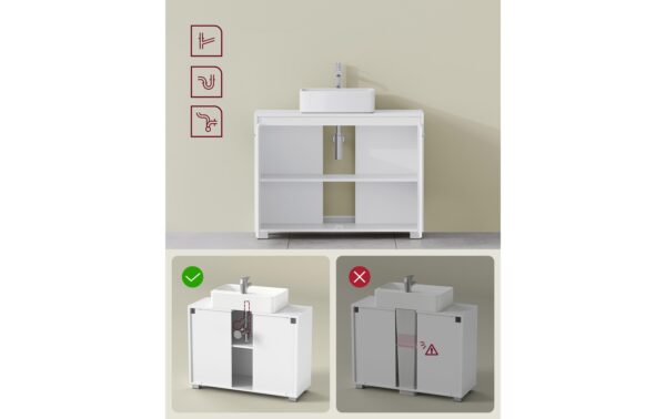 Vasagle Waschbeckenschrank, Weiss 60x30x60 cm, MDF, Spanplatte