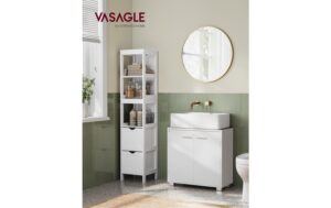 Vasagle Waschbeckenschrank, Weiss 60x30x60 cm , MDF, Spanplatte