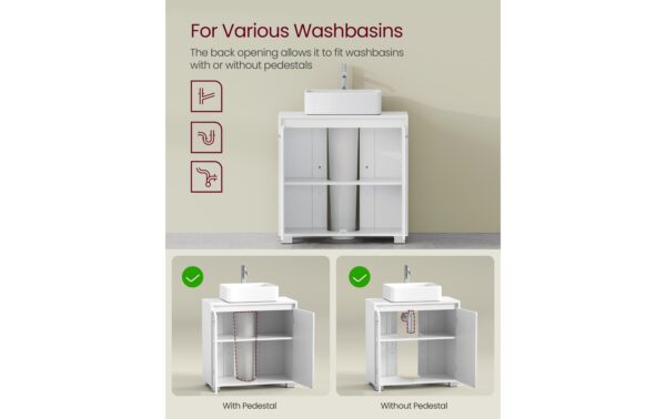 Vasagle Waschbeckenschrank, Weiss 60x30x60 cm , MDF, Spanplatte