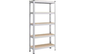 Songmics Regal, Silber-Nature, 5 Ablagen 75x30x150 cm, Stahl, MDF