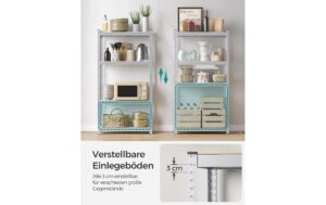 Songmics Regal 2er Set, 4 Ablagen 80x40x160 cm, Stahl, MDF