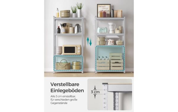 Songmics Regal 2er Set, 4 Ablagen 80x40x160 cm, Stahl, MDF