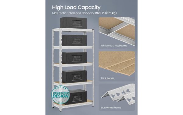 2109730_5 - Mediatech Songmics Regal 2er Set, 5 Ablagen 90x40x180 cm, Stahl, MDF