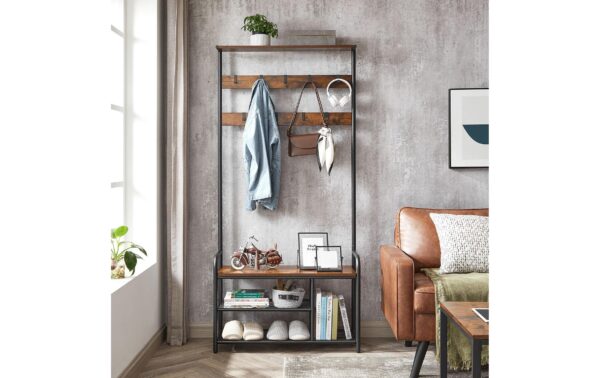 2109738_2 - Mediatech Vasagle Garderobe mit Schuhregal 85x30x180.5 cm, Eisen, Spanplatte