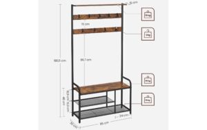 2109738_6 - Mediatech Vasagle Garderobe mit Schuhregal 85x30x180.5 cm, Eisen, Spanplatte
