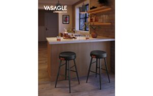 Vasagle Barhocker, 2er Set, Sitzhöhe 63cm 49.5x63 cm (DxH), Stahl, Kunstleder