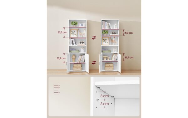 Vasagle Regal Weiss 60x24x175 cm, MDF, Spanplatte