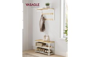 2109758_1 - Mediatech Vasagle Schuhgestell Natur-Weiss,3 Ablagen 73x30x45 cm, Stahl, Spanplatte