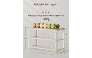 2109758_2 - Mediatech Vasagle Schuhgestell Natur-Weiss,3 Ablagen 73x30x45 cm, Stahl, Spanplatte