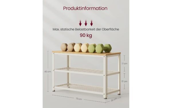 2109758_2 - Mediatech Vasagle Schuhgestell Natur-Weiss,3 Ablagen 73x30x45 cm, Stahl, Spanplatte