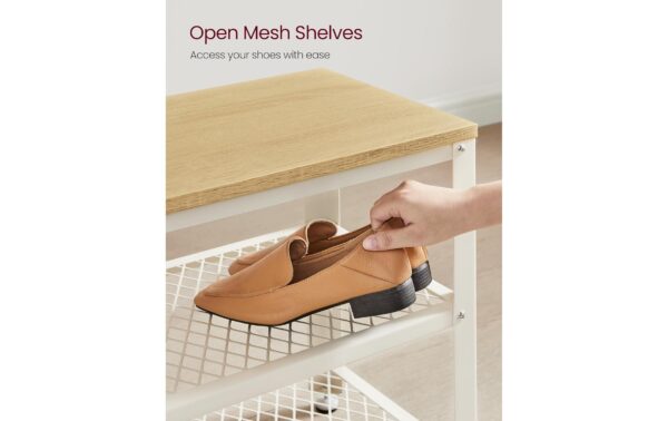 2109758_4 - Mediatech Vasagle Schuhgestell Natur-Weiss,3 Ablagen 73x30x45 cm, Stahl, Spanplatte