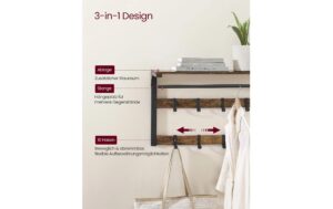 2109770_2 - Mediatech Vasagle Garderobe Industriestil mit Ablage 80x30x45 cm, Stahl, Holzspanplatte