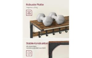 2109770_3 - Mediatech Vasagle Garderobe Industriestil mit Ablage 80x30x45 cm, Stahl, Holzspanplatte