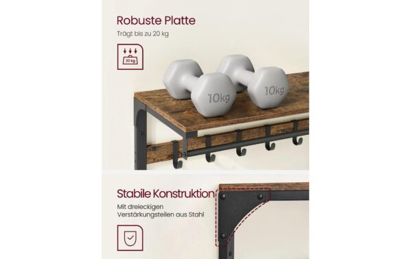 2109770_3 - Mediatech Vasagle Garderobe Industriestil mit Ablage 80x30x45 cm, Stahl, Holzspanplatte