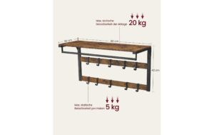 2109770_4 - Mediatech Vasagle Garderobe Industriestil mit Ablage 80x30x45 cm, Stahl, Holzspanplatte