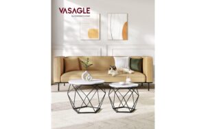 2109774_1 - Mediatech Vasagle Beistelltisch 2er Set, Marmoroptik 50/30x40/36.3 cm (DxH), Stahl, Spanplatte