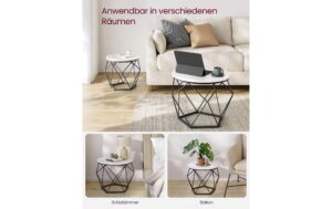 2109774_2 - Mediatech Vasagle Beistelltisch 2er Set, Marmoroptik 50/30x40/36.3 cm (DxH), Stahl, Spanplatte