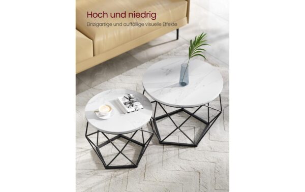 2109774_3 - Mediatech Vasagle Beistelltisch 2er Set, Marmoroptik 50/30x40/36.3 cm (DxH), Stahl, Spanplatte