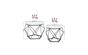 2109774_5 - Mediatech Vasagle Beistelltisch 2er Set, Marmoroptik 50/30x40/36.3 cm (DxH), Stahl, Spanplatte