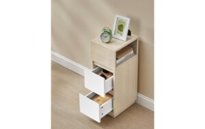 Vasagle Beistelltischmit Schublade und Ablage 25x30x62 cm, MDF, Spanplatte
