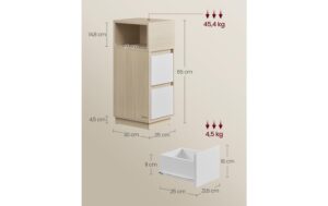 Vasagle Beistelltischmit Schublade und Ablage 25x30x62 cm, MDF, Spanplatte