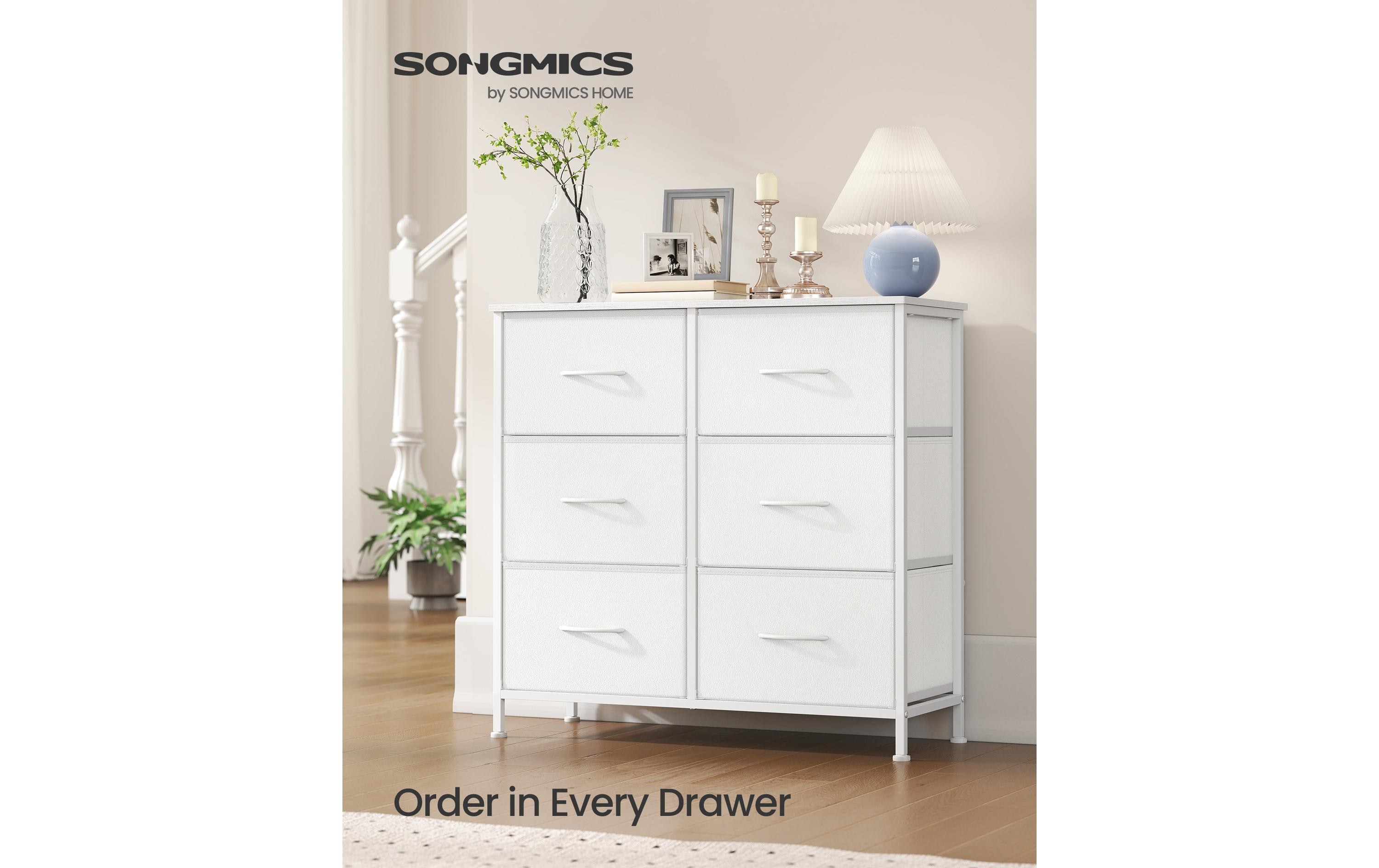 2109782 - Mediatech Songmics Kommode Weiss, 6 Schubladen 76.7x30x73.7 cm, MDF, Spanplatte kaufen Schweiz | Mediatech.ch