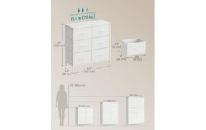 2109782_3 - Mediatech Songmics Kommode Weiss, 6 Schubladen 76.7x30x73.7 cm, MDF, Spanplatte