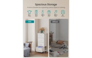 2109783_2 - Mediatech Songmics Kommode Weiss, 4 Schubladen 39.6x30x95.2 cm, MDF, Spanplatte