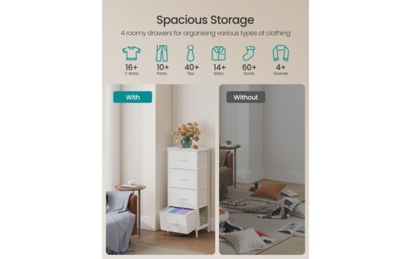2109783_2 - Mediatech Songmics Kommode Weiss, 4 Schubladen 39.6x30x95.2 cm, MDF, Spanplatte