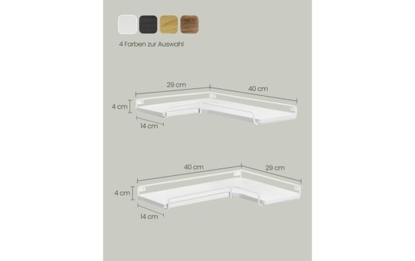 2109792_2 - Mediatech Vasagle Wandregal 2er Set, Weiss 40x29x4 cm, Stahl, Spanplatte
