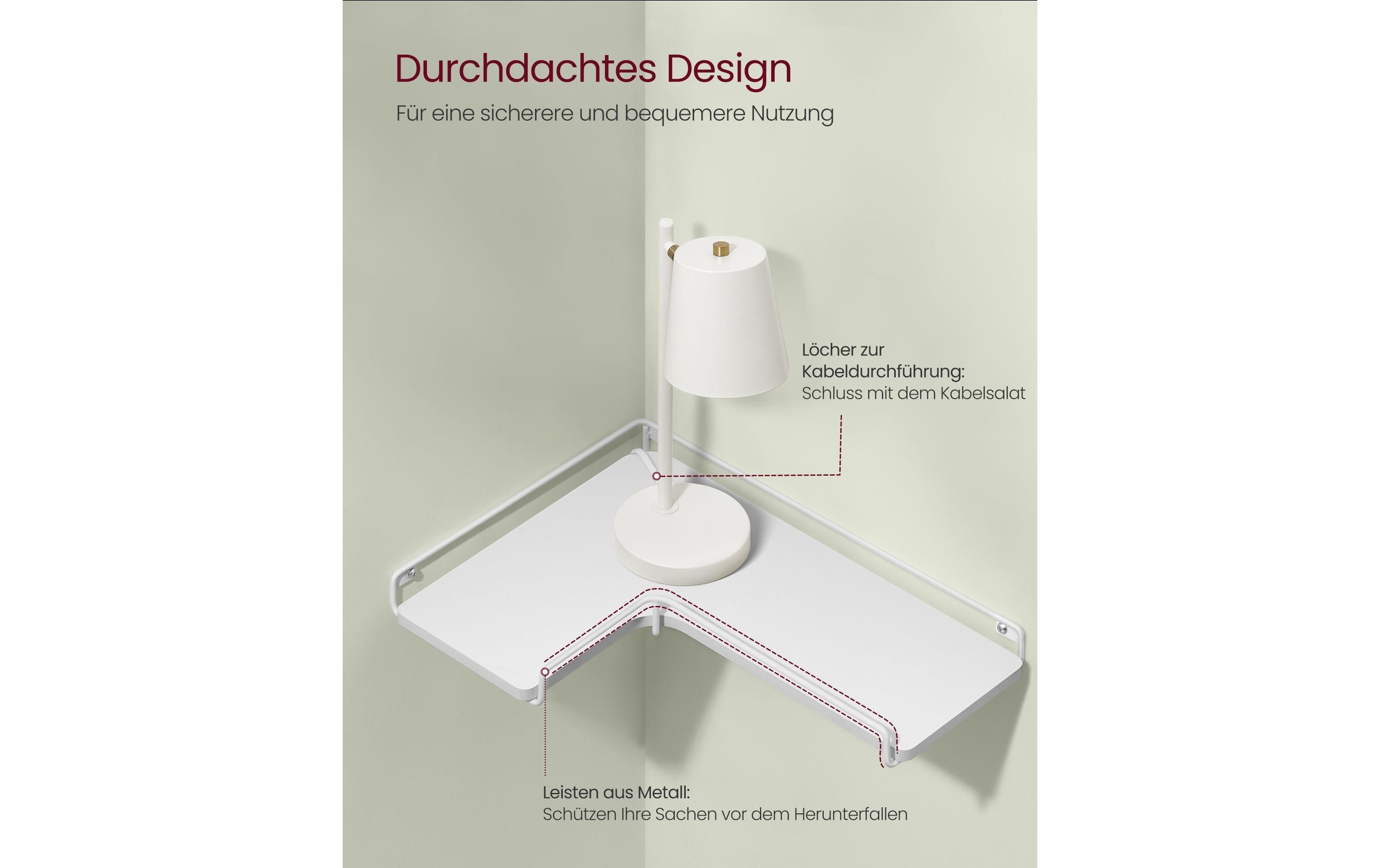 2109792_3 - Mediatech Vasagle Wandregal 2er Set, Weiss 40x29x4 cm, Stahl, Spanplatte