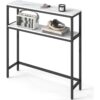 2109796 - Mediatech Vasagle Konsolentisch Marmorweiss-Schwarz 80x20x80.9 cm, Spanplatte, Stahl