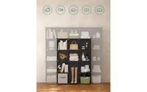 Songmics Regal zum zusammenstecken 123x31x123 cm, Stahl, ABS, Kunststoff