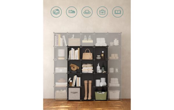 Songmics Regal zum zusammenstecken 123x31x123 cm, Stahl, ABS, Kunststoff