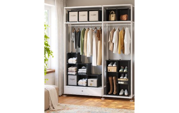 Songmics Regal zum zusammenstecken 123x31x123 cm, Stahl, ABS, Kunststoff
