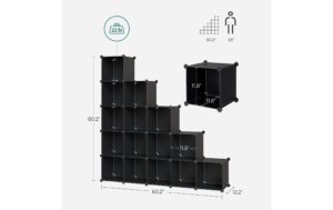 Songmics Regal zum zusammenstecken 123x31x123 cm, Stahl, ABS, Kunststoff