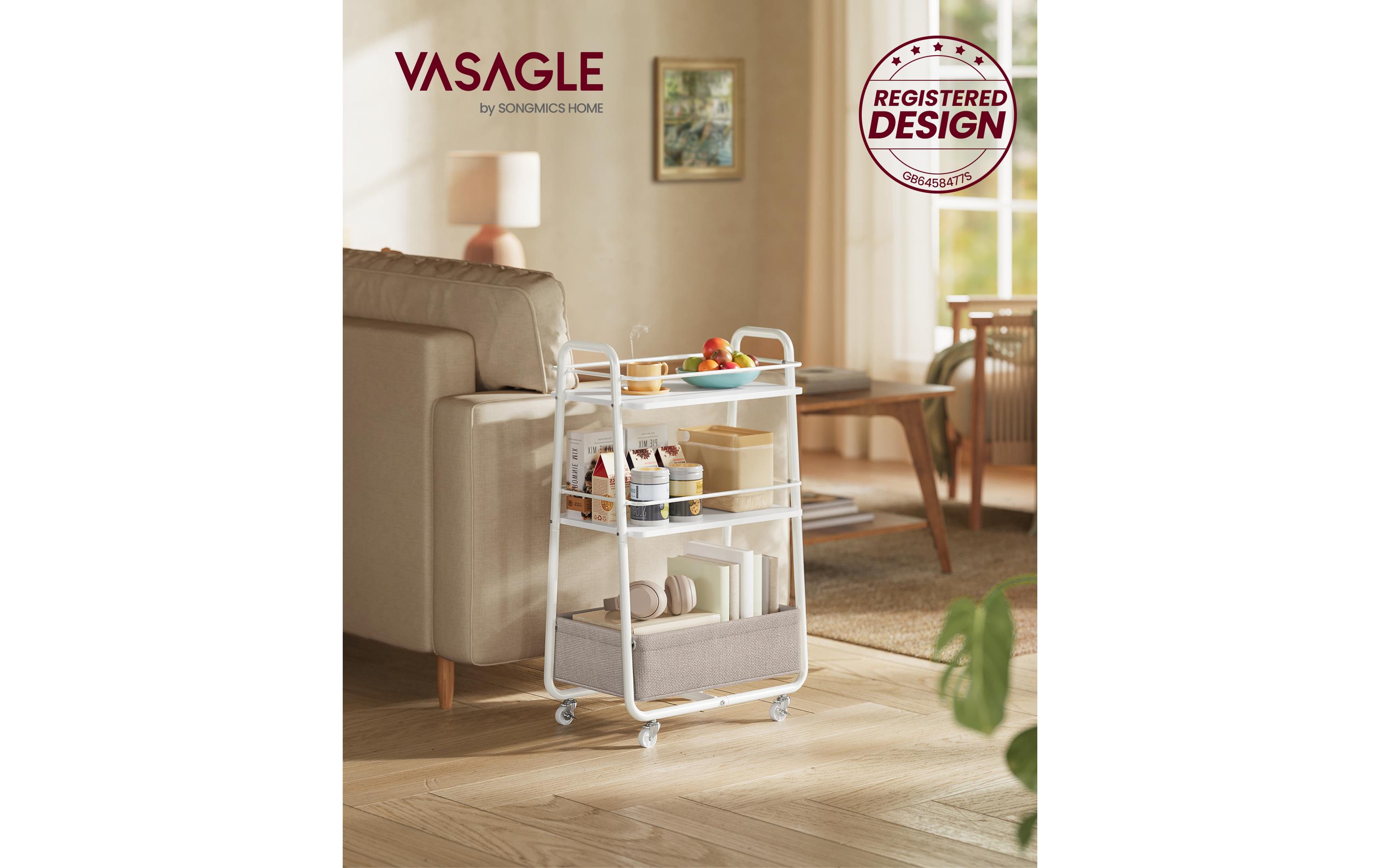 2109803_1 - Mediatech Vasagle Bartrolley Weiss 43.2x30.4x81 cm, Stahl, Polyester