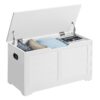 Vasagle Truhe Landhausstil, Weiss 80x40x46 cm, MDF, Spanplatte