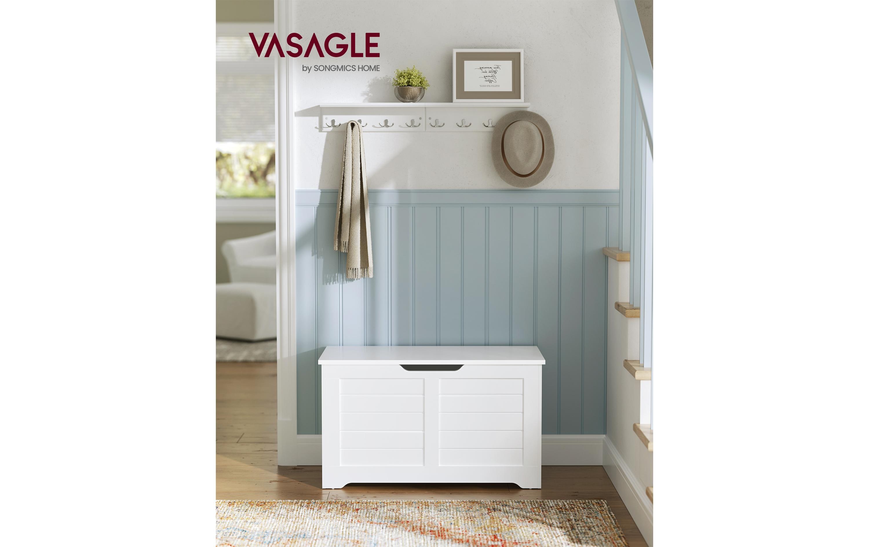 2109807_1 - Mediatech Vasagle Truhe Landhausstil, Weiss 80x40x46 cm, MDF, Spanplatte