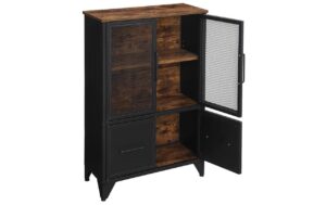 Vasagle Kommode Industrial 70x33x100 cm, Stahl, Spanplatte