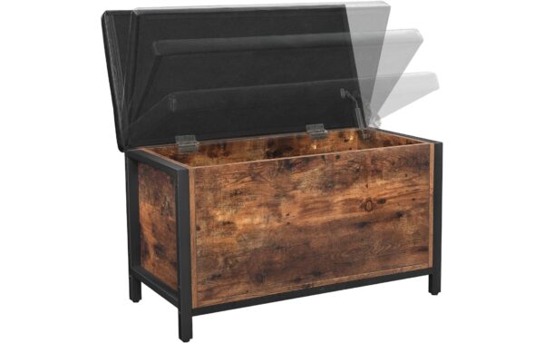 Vasagle Truhe Industrial 80x40x50 cm, Stahl. Kunstleder, Spanplatte