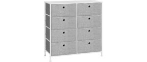 2109814 - Mediatech Songmics Kommode 8 Schubladen, Grau-Weiss 80x30x81.5 cm, MDF, Textil