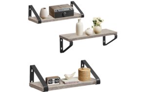 Vasagle Wandregal 3er Set 40/35/30x12x11 cm, Stahl, Spanplatte
